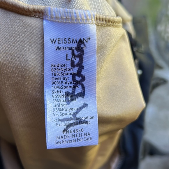 Weissman Black Velvet Leotard Dance Halloween Costume Attached Panel Skirt Large - Picture 11 of 15